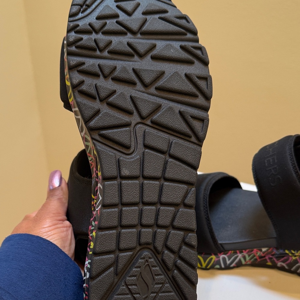 Skechers Black Sandals with Vibrant Sole - Picture 3 of 6